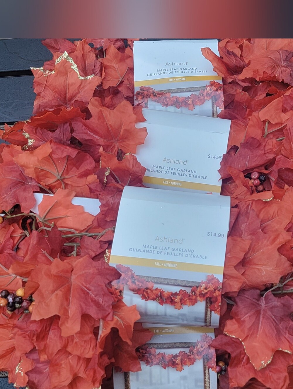 BRAND NEW Ashland 6ft Maple Leaf Garland (Lot of 4 - Retail Value $59.96)